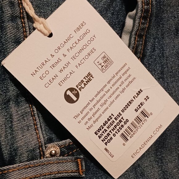 NEW Etica Denim Anya High Rise Modern Flare Jeans Northport Size 32‎ Raw Hem - Picture 12 of 16